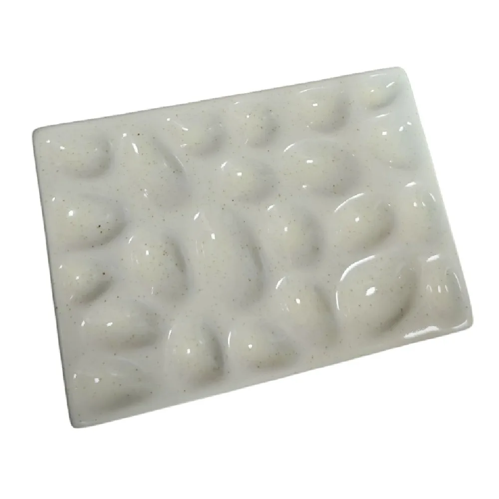 Multi Compartment Ceramic Paint Palette Reusable Professional Rectangular Pothole Pigment Tray Easy To Rinse Smooth Surface