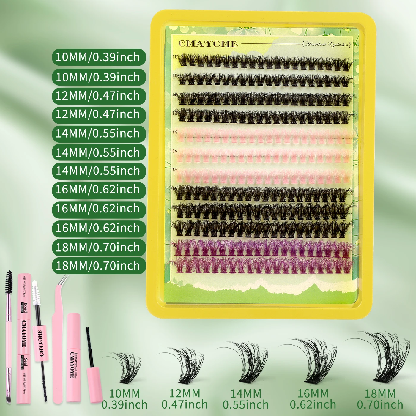 New Colored Lash Extension Kit 50P Eyelash Extension Cluster lashes 10-18mm Individual Eyelashes Extension Makeup for Christmas