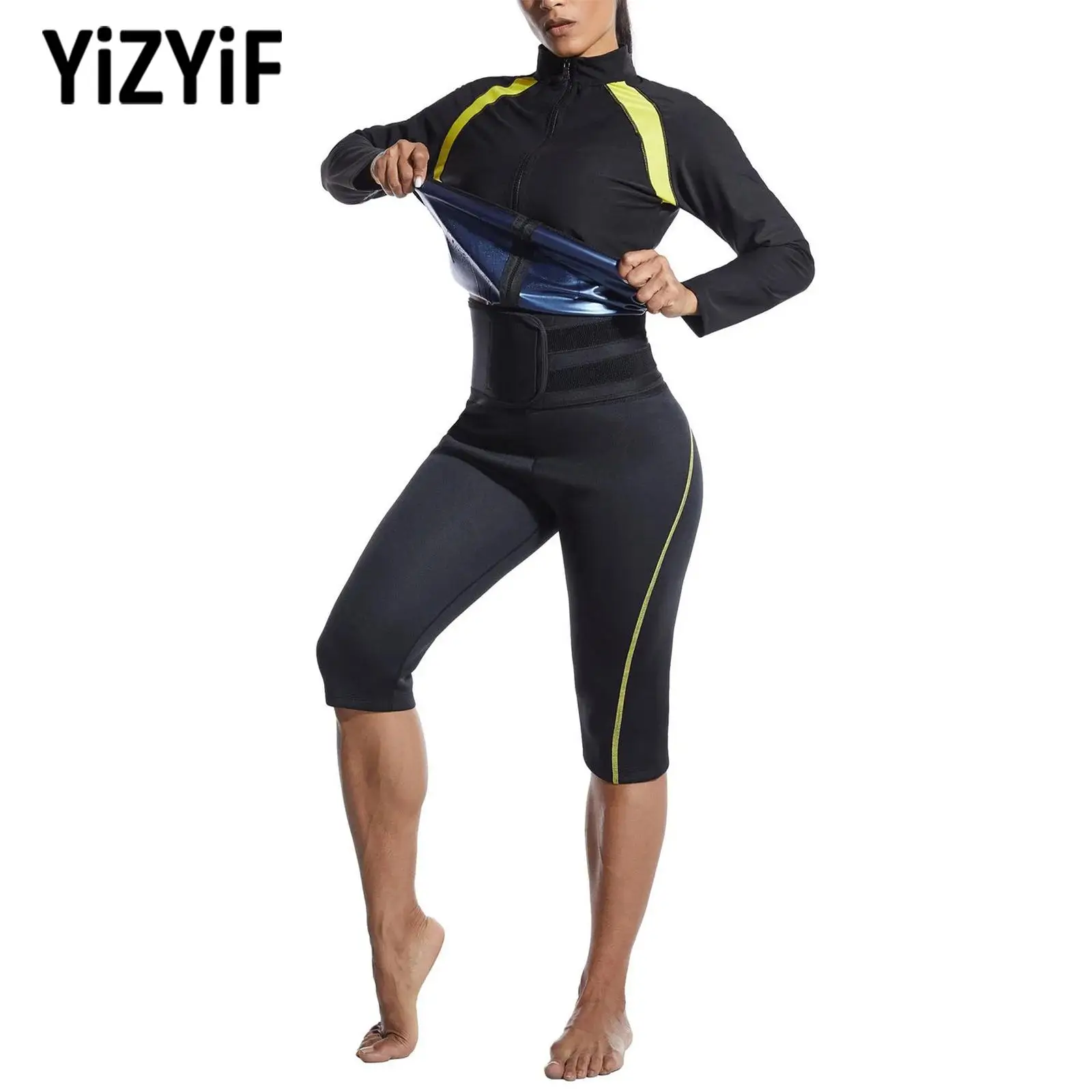 

Cycling Hiking Top Women Sweat Sauna Tops Body Shaper Bodybuilding Workout Zipper Sweatshirt Long Sleeve Yoga Gym Workout Jacket