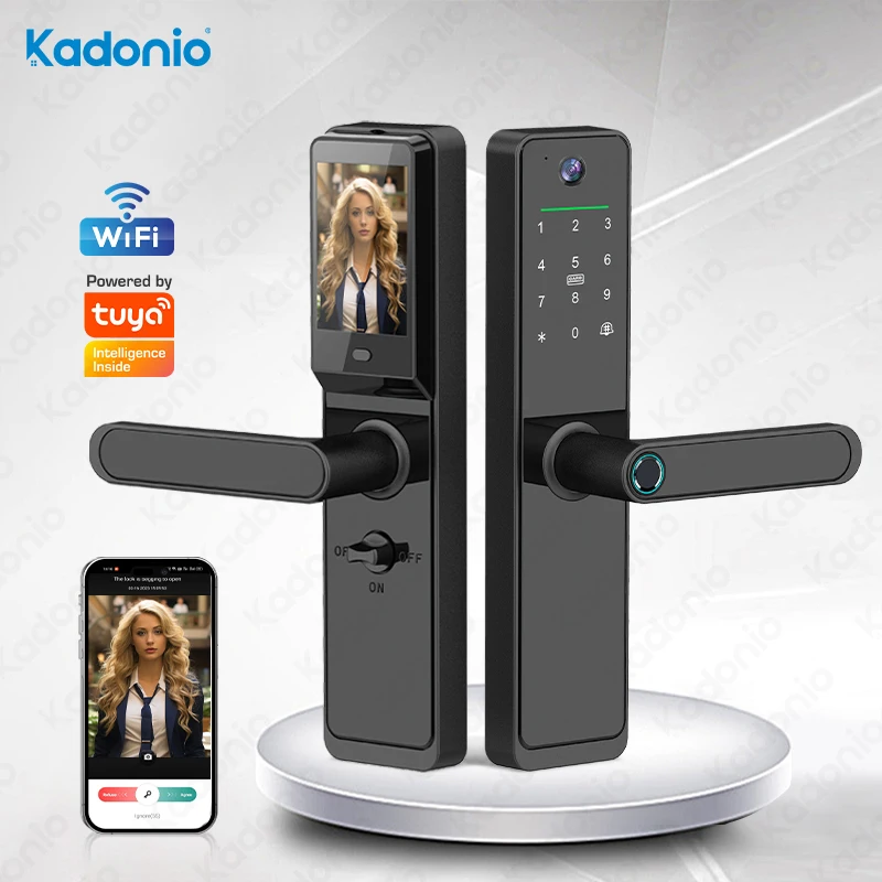 Kadonio Wholesale Price Smart Home Wifi Security Camera Photo Capture Tuya Smart Door Lock Waterproof Outdoor