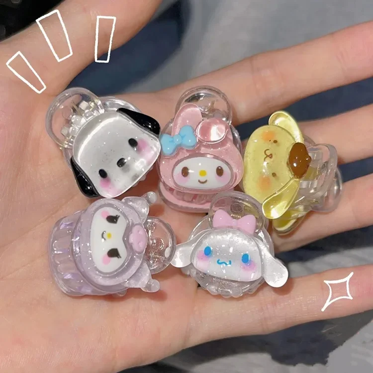 Fine flash Sanrio small grip clip system kawaii sweet girl heart Kuromi Pochacco cartoon bangs clip high ponytail gods