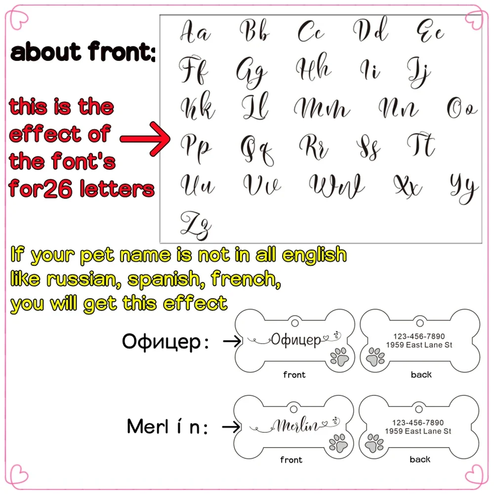 Mirror Name Plate Personalized Dog ID Tag Anti-Lost Pet Collar Pendant Free Engraving Customized Cat Kitten ID Tag Accessories