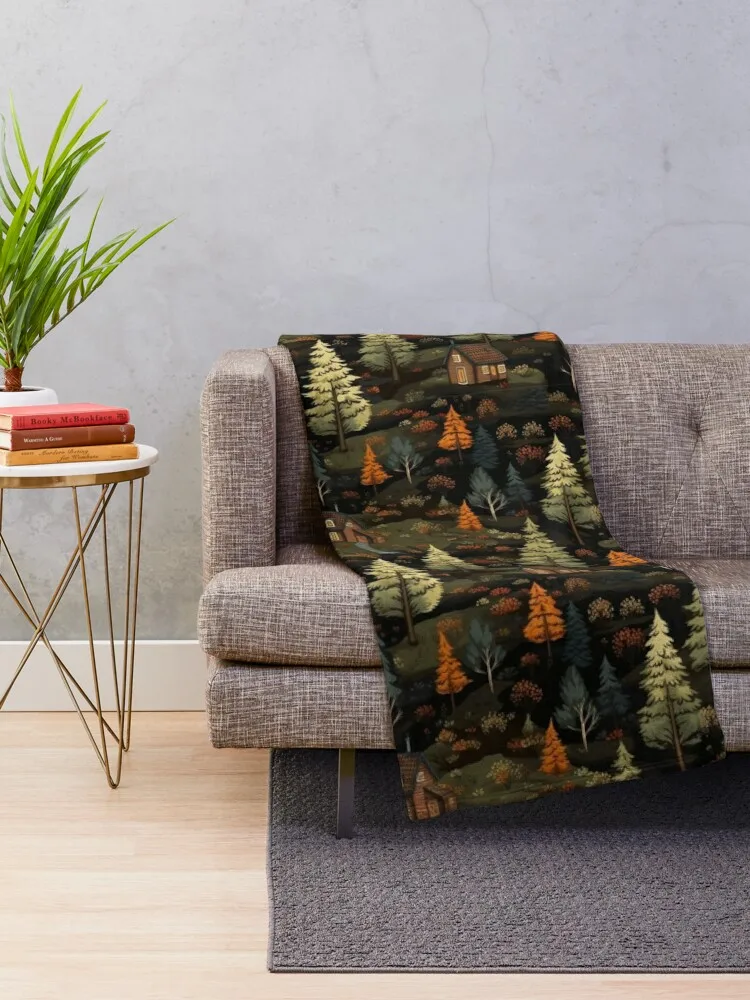 Copy of Seamless Print - Autumn Cabin in the Woods Throw Blanket manga Loose Luxury Throw Softest Blankets