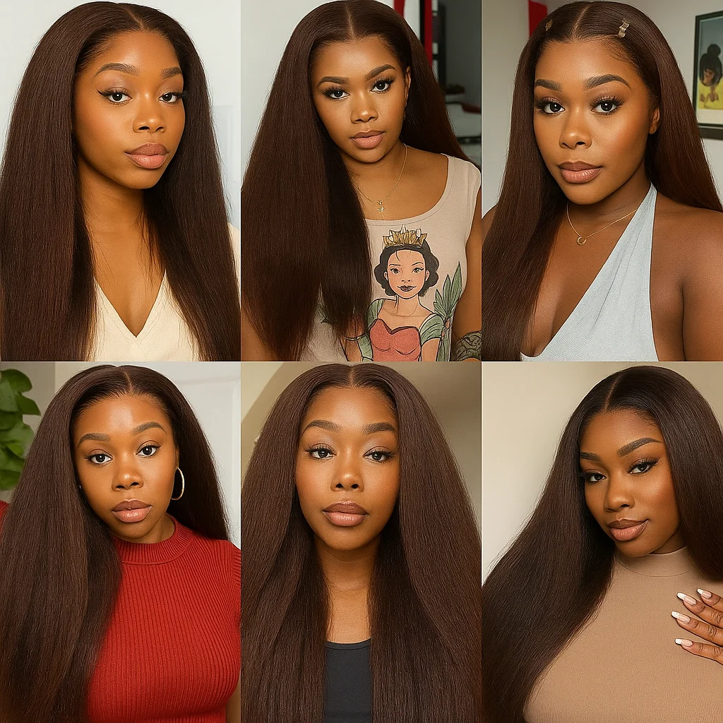 براون غريب شعر طبيعي مفرود شعر مستعار 13x6 HD الدانتيل الجبهة قبل قطع غلويليس قبل قطعها ياكي شعر مستعار برازيلي للمبتدئين