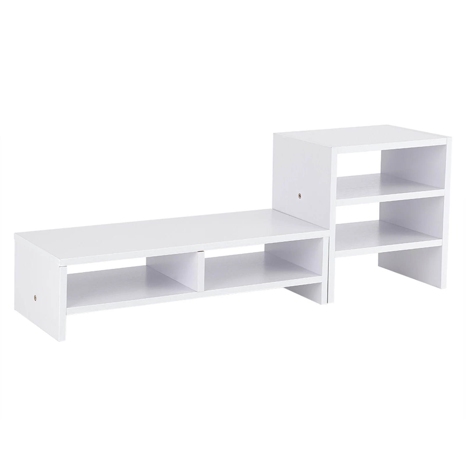 

Computer Laptop Monitor Riser Stand Desktop Wooden Storage Organizer 3 Layer Shelf (White)