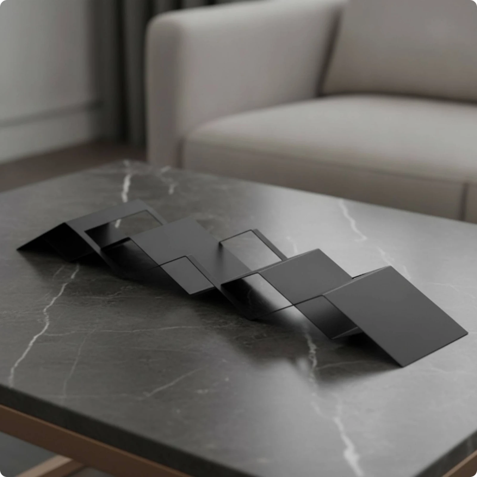 Tray with Diamond Frame Shiny Abstract Tray Modern for Tabletop, Living Room
