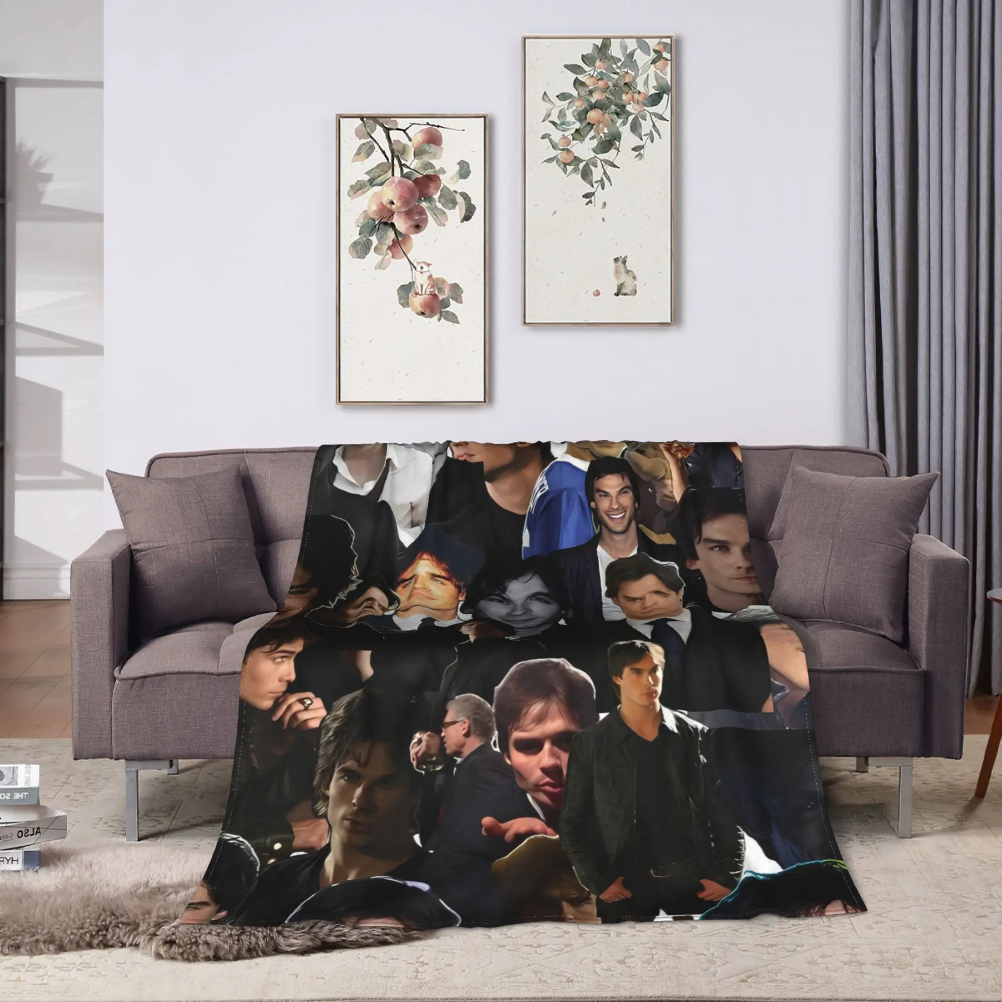 The Vampire Diaries Damon Salvatore Movie Blanket  Super Warm Novelty Plush Throw Blanket For Couch Bed Bedspread Bed Cover