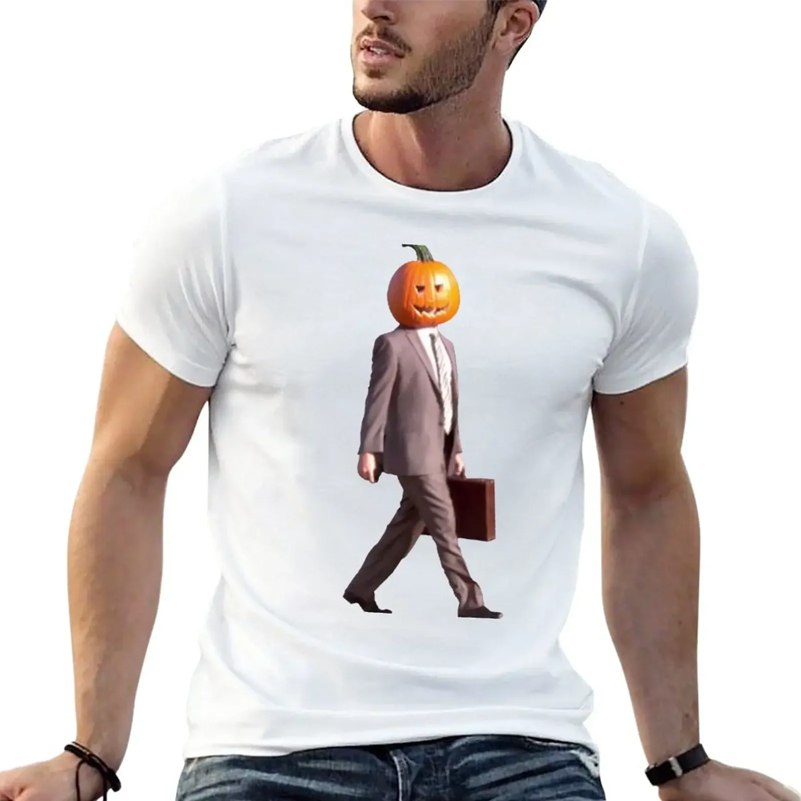 Pumpkin Head Dwight T-Shirt designer shirts oversizeds anime t shirts Men's cotton t-shirt