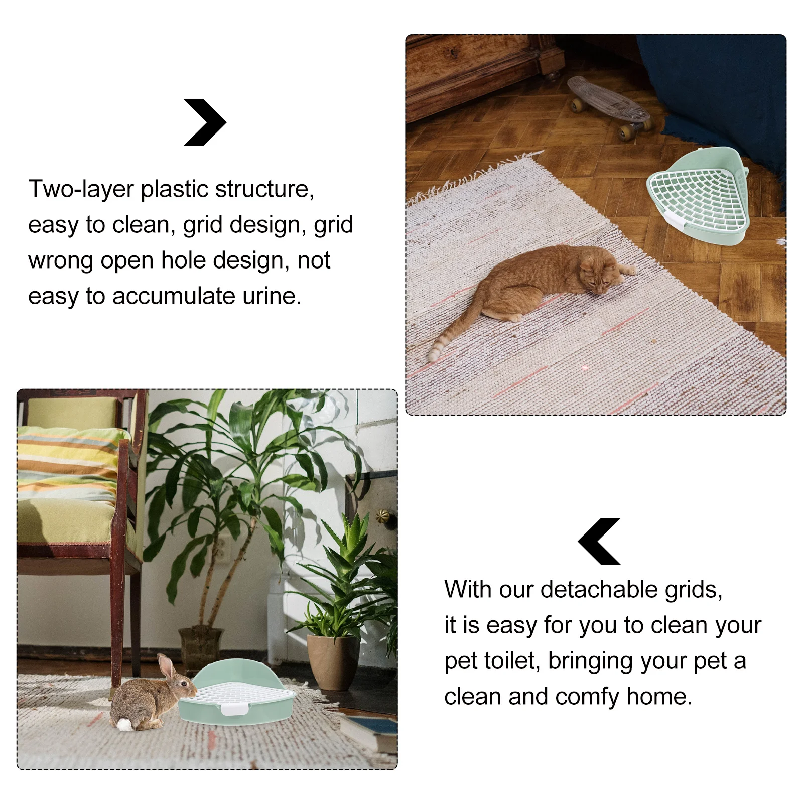 

Small Pet Litter Box Premium Pp Material Easy Clean Detachable Grid Anti-Fall Design Rabbit Hamster Chinchilla Cage Toilet