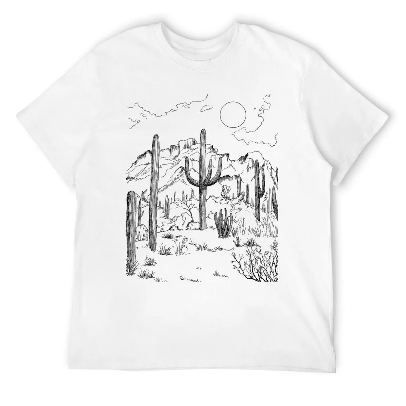 Saguaro Cacti Lines T-Shirt oversized essential t shirt blanks oversize t-shirts man heavy weight t shirts for men