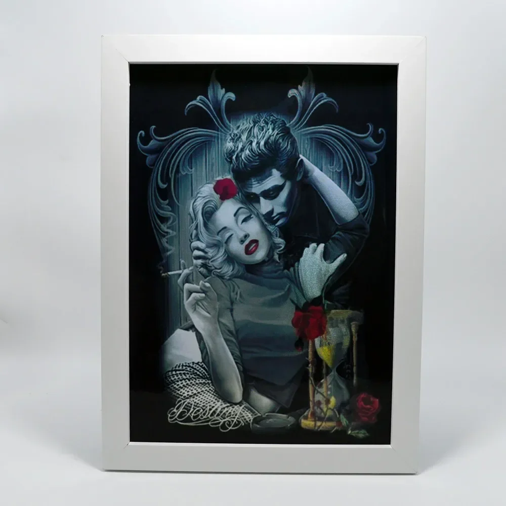 Affiche d'art de tatouage Chicano créative, autocollants en vinyle holographique exquis, art vintage du père Noël Muerte, horizon décoratif personnalisé