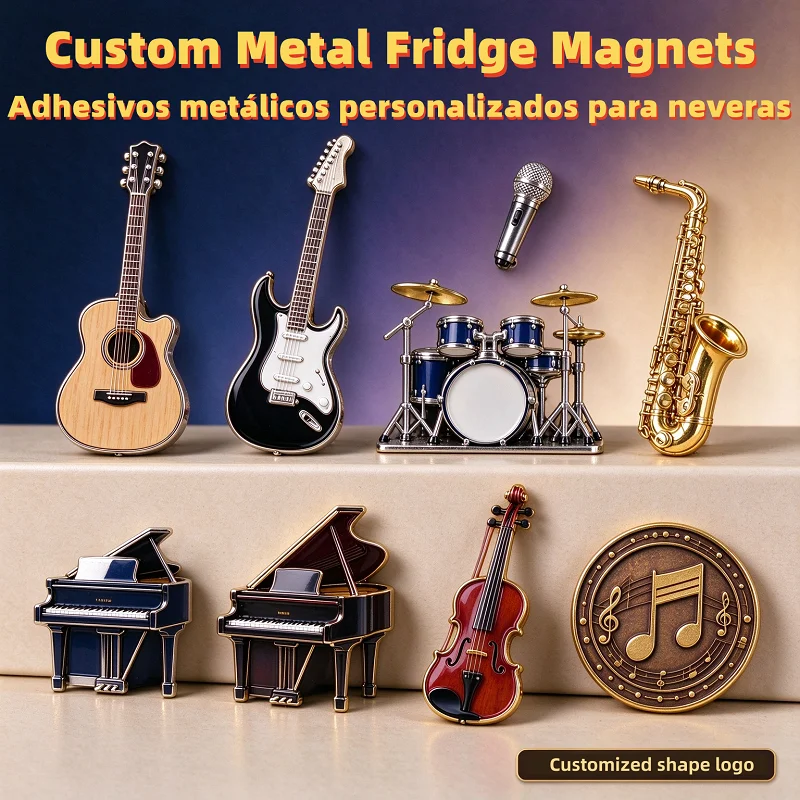 Custom Metal Premium 3D Stereo Refrigerator Sticker High Quality Customized Durable Plated Metal Fridge Magnet Custom Logo Print