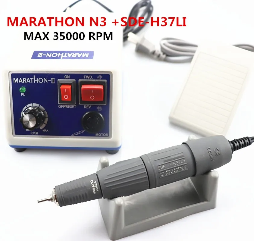 

65W MARATHON N3 Electric Nail Drills Machine SDE H37L1 35000RPM Handpiece Set Nail File Polishing Nails Art Grinding Device