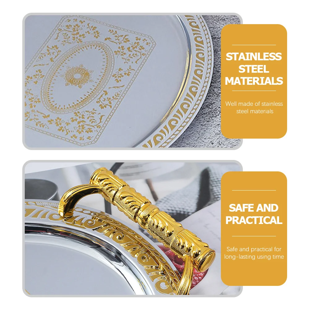 

Stainless Steel Tray Oval Fruit Dish For Home Decor Kitchen Snack Serving Tabletop Metal Food Display Tray Household