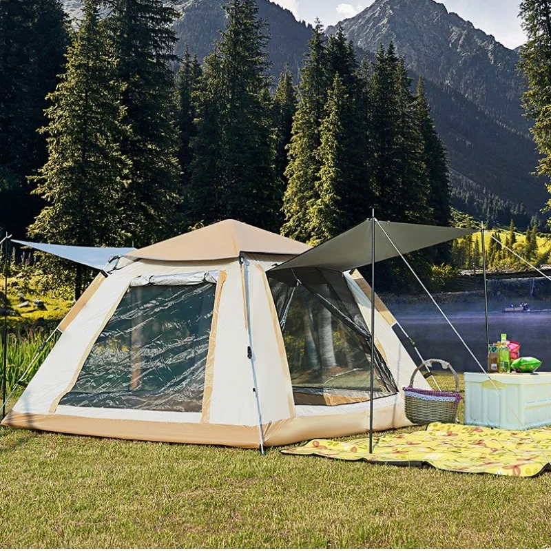 

Outdoor Camping Tent Canopy Two-in-one With Thick Black Rubber For Sun Protection And Rain Protection Folding And Portable Tent