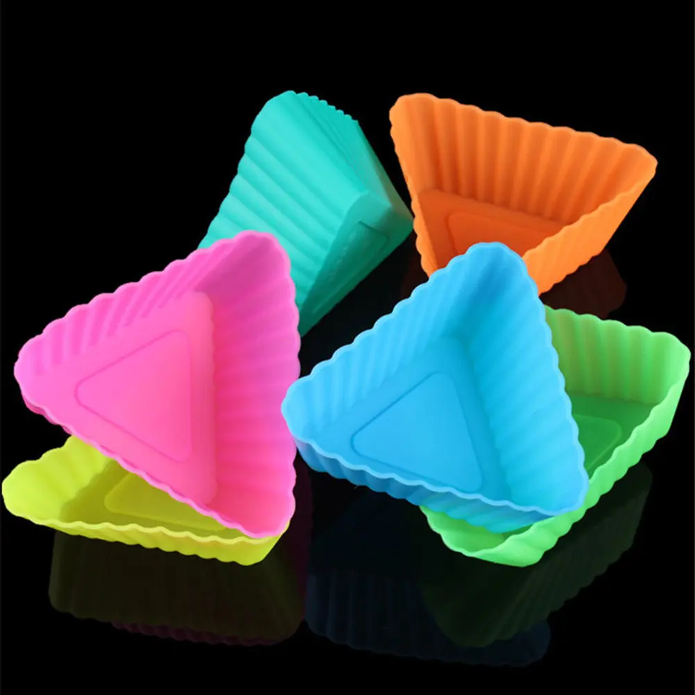 Silicone Cake Mold Mini Triangle Muffin Cupcake Baking Pan Reusable Non-Stick Food Grade Safe For Oven Microwave Fridge Diy