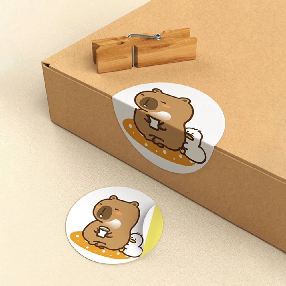 500pcs/Roll Capybara Sticker Cute Luggage Laptop Cup Phone Cartoon Diary Book Waterproof Graffiti Decorative Kids Stickers Toy