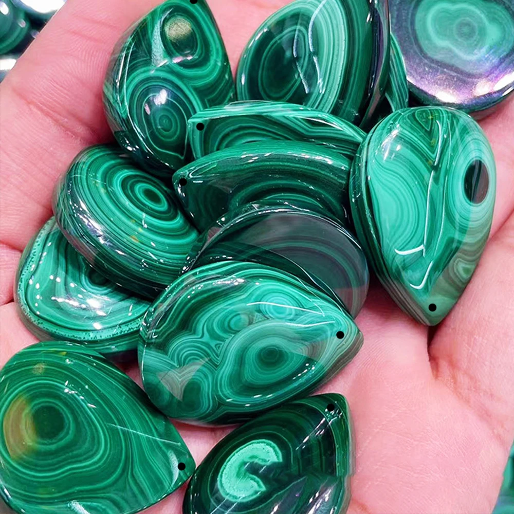 Natural Malachite Pendant Teardrop Shape Healing Crystal Necklace Protection Stone Jewelry for Women Malachite with Certificate