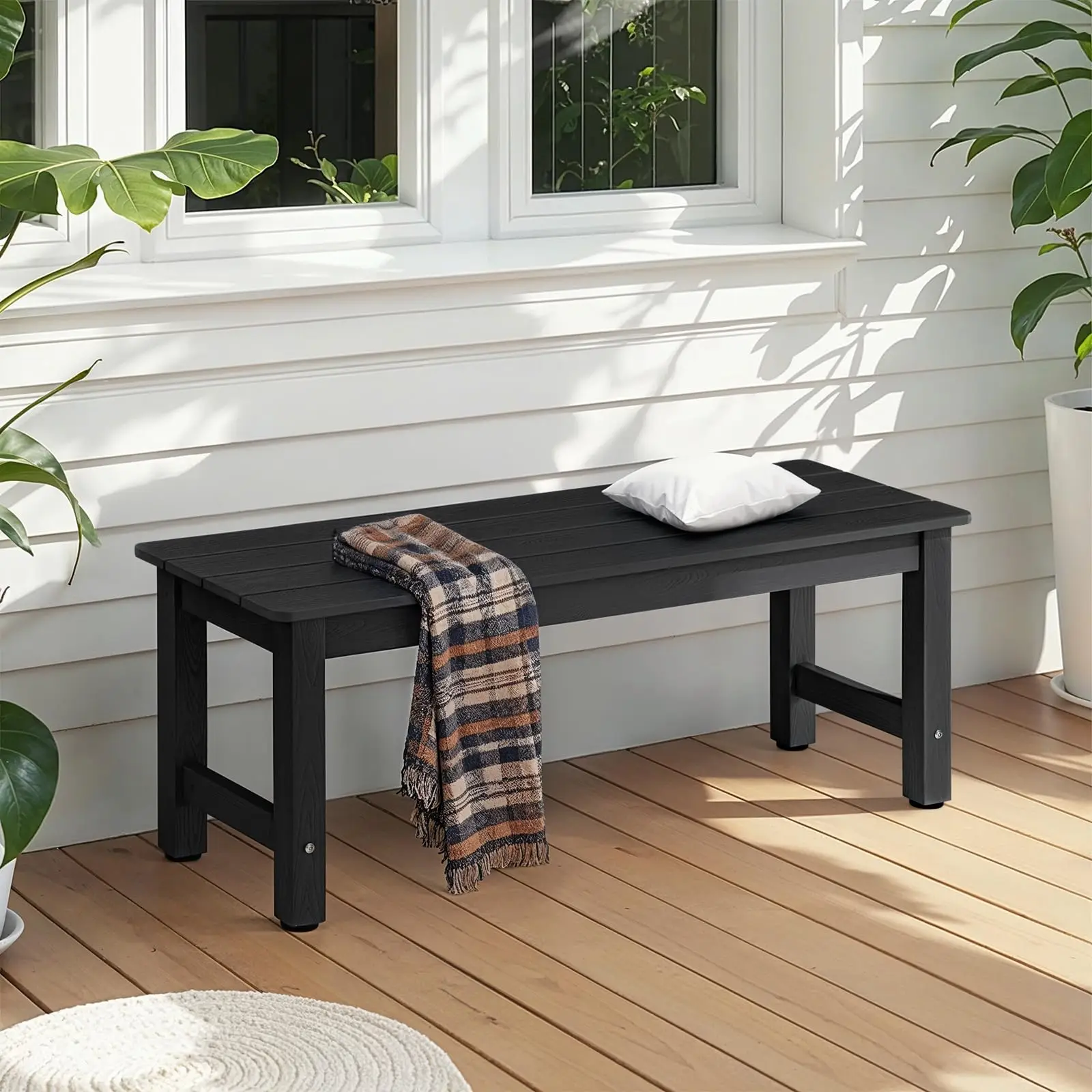 Outdoor Benches Weatherproof, 2-Person Poly Lumber Garden Bench