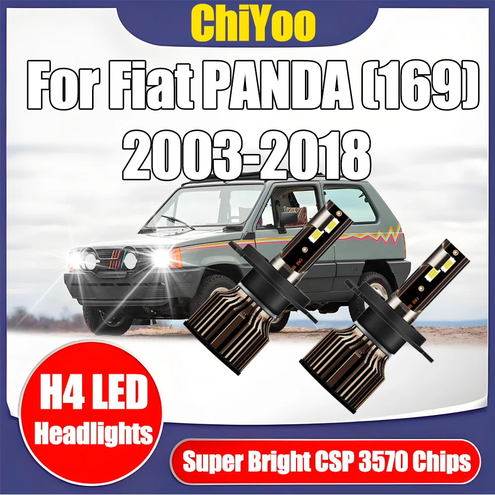 

2PCS 6500K White H4 LED Headlights 20000LM Headlamps Plug and Play Car Headlamps 3570 csp chips For Fiat PANDA (169) 2003-2018