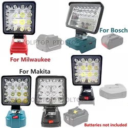 Linterna LED portátil para exteriores, luces de inundación para Makita/DeWalt/Milwaukee/Bosch, luz de trabajo de 18V con batería de iones de litio, iluminación para acampar