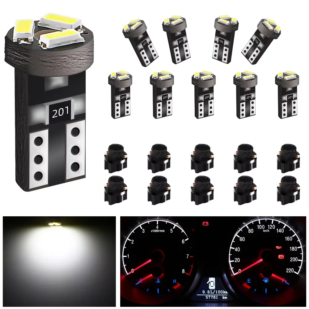 

10PCS T5 37 74 Dashboard Instrument Panel Lights Gauge Cluster Bulbs with Twist Lock Socket PC74 PC37 White Amber Blue Red Green