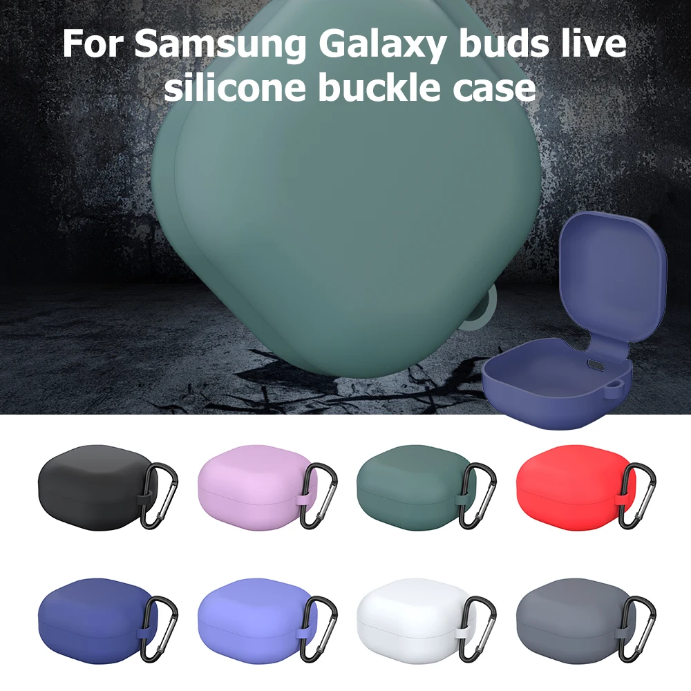 

For Samsung Galaxy Buds 2/Buds Live Silicone Bluetooth-compatible Headset Protective Case Skin with Earphone Hook