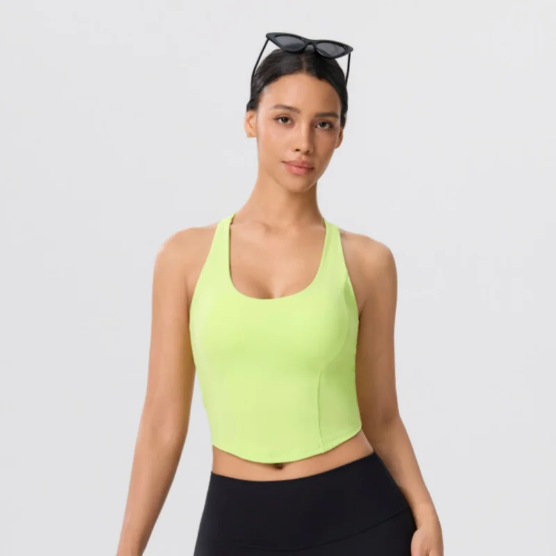 High Elastic Women's Yoga Bra Fitness Fixed Chest Pad Shock-proof U-shaped Mesh Hollow Tops Breathable Leisure Sports Bra