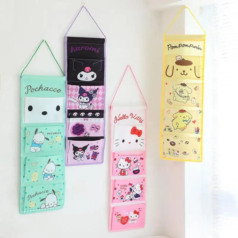 Kawaii Hello Kitty Cinnamoroll Hanging Bag Kuromi My Melody Cartoon Four Compartment Storage Bag Anime Peripheral Girl Gifts ﻿