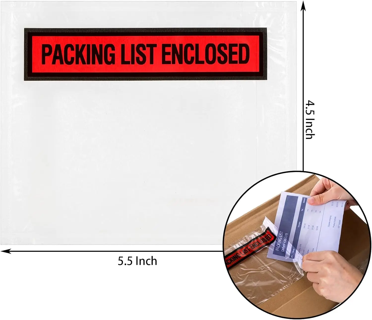 100 Pcs Packing List Envelopes Clear Adhesive Invoice Packing Slip Envelope Pouches Shipping Label Sleeves Top Loading Packing
