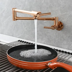 Kitchen Sink Pot Filler Faucet Wall Mounted Single Cold Quick Open Tap 360 Rotate Folding Spout Spigot 1/2