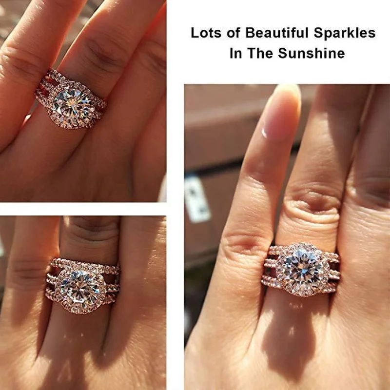 Huitan Modischer Diamantring für Damen, Brillanter Kubischer Zirkonia-Stil, Luxuriöser Verlobungsring, Modischer Schmuck für Hochzeiten