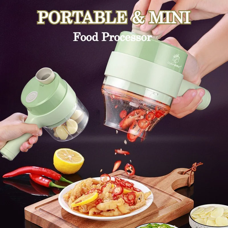 Mini Electric Portable Vegetable Chopper - Food Processor Garlic Masher Vegetable Cutter Slicer - Kitchen Gadget