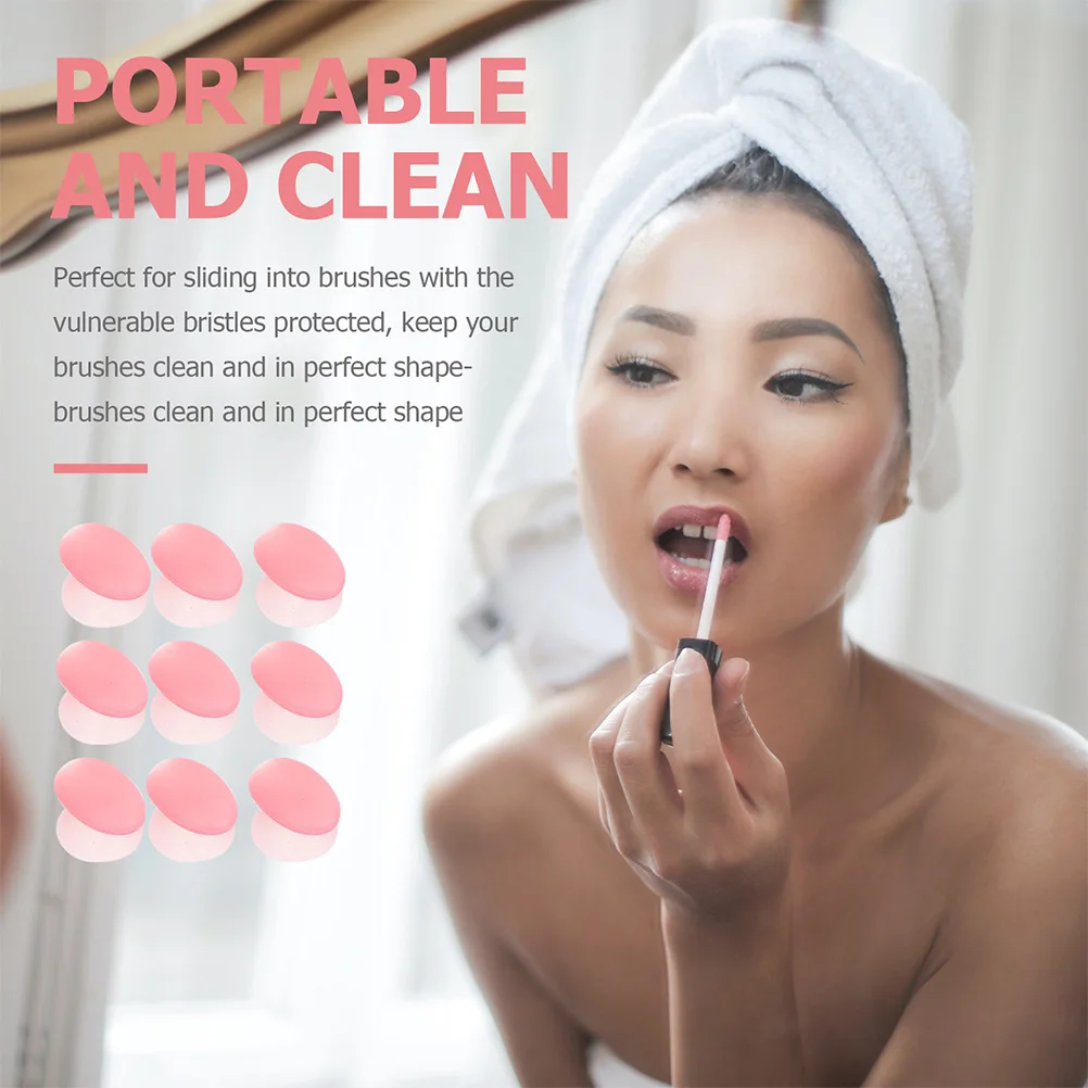 

8pcs Lip Brush Protector Caps Silicone Covers Universal Dustproof Makeup Brushes Waterproof Anti loss Travel Friendly