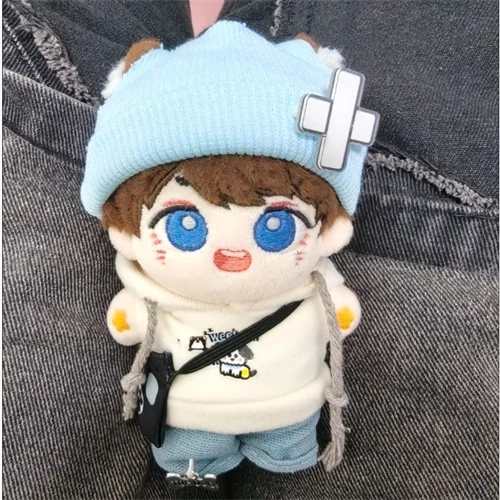 10cm Cotton Doll Clothes, Cute Puppy Hoodie Outfit Set with Hat & Small Bag, Dog Themed Plush Doll Dress Up Wardrobe, Kawaii Gif