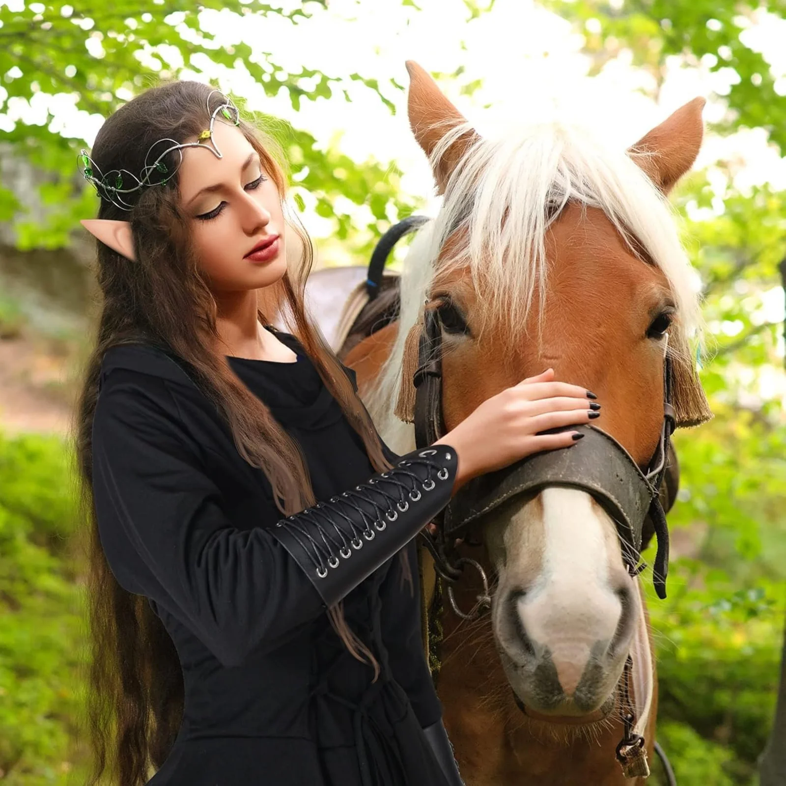 

Women Halloween Medieval Dress, Gothic Renaissance Long Sleeve Dress, Dark Vintage Elf Cosplay Party Costume for Ladies