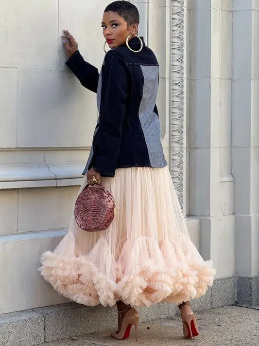 

Gorgeous Ruffles Tulle Tutu Skirt High Waist A Line Ankle Length Long Skirts Women Formal Wear Wedding Party Skirt