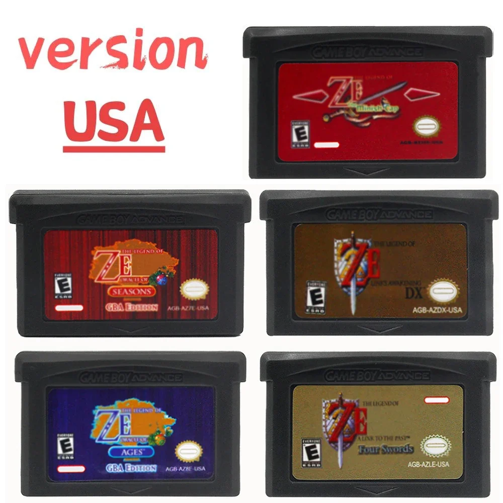 32 بت لعبة فيديو GBA لعبة خرطوشة وحدة التحكم أربعة السيوف بطاقة الألعاب رابط إلى الصحوة الماضية DX Minish قبعة أوراكل أوف سيزونز