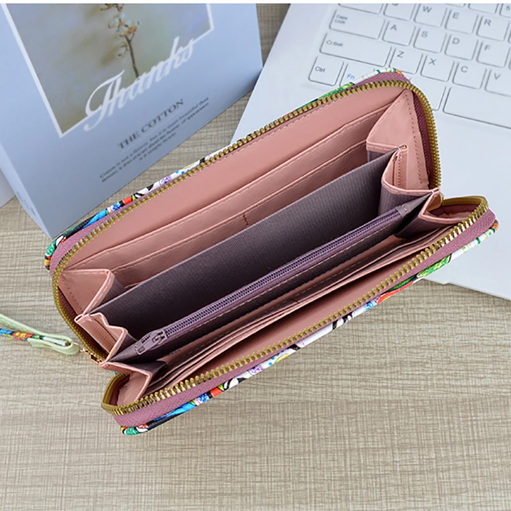 5pcs Long Wallet For Women PU Colorful Tree Butterfly Printing Multifunctional Phone  Card Holder