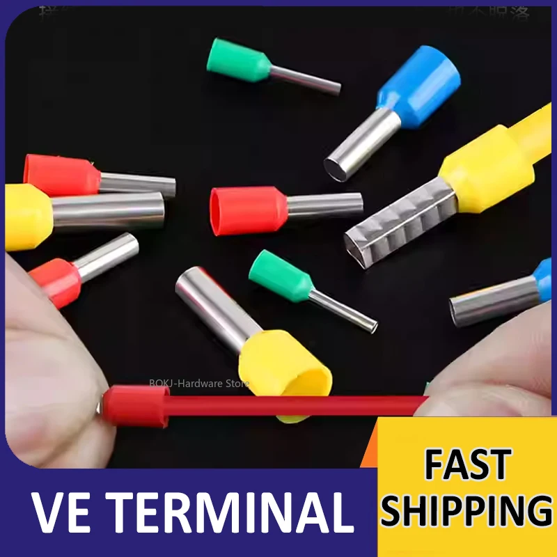 50/100Pcs Tube type Terminal VE insulated Cable Terminator cold pressed wire quick connector joint