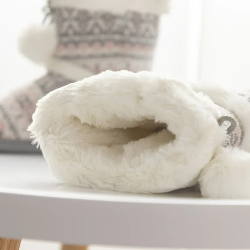 Zapatillas de felpa botas para mujer cálidas y esponjosas invierno interior y exterior lindos zapatos para el hogar