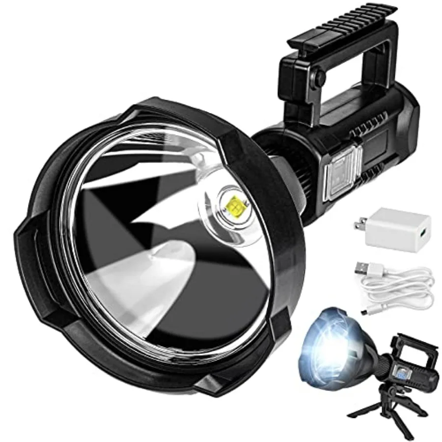 

Superbright Big Rechargeable LED Handheld Flashlight Spotlight 4 Modes High Power Portable Waterproof Searchlight for Camping H