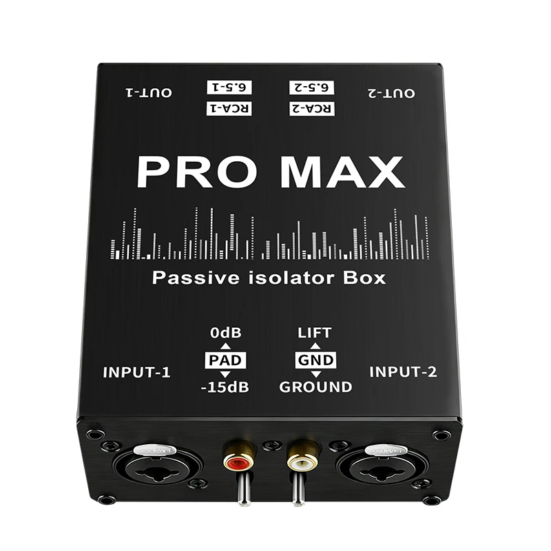 Audio Isolator Noise Reduction DI Ground Box 6.35mm to XLR Cannon Stereo Audio Noise Eliminator for Guitar Microphone Sound Card