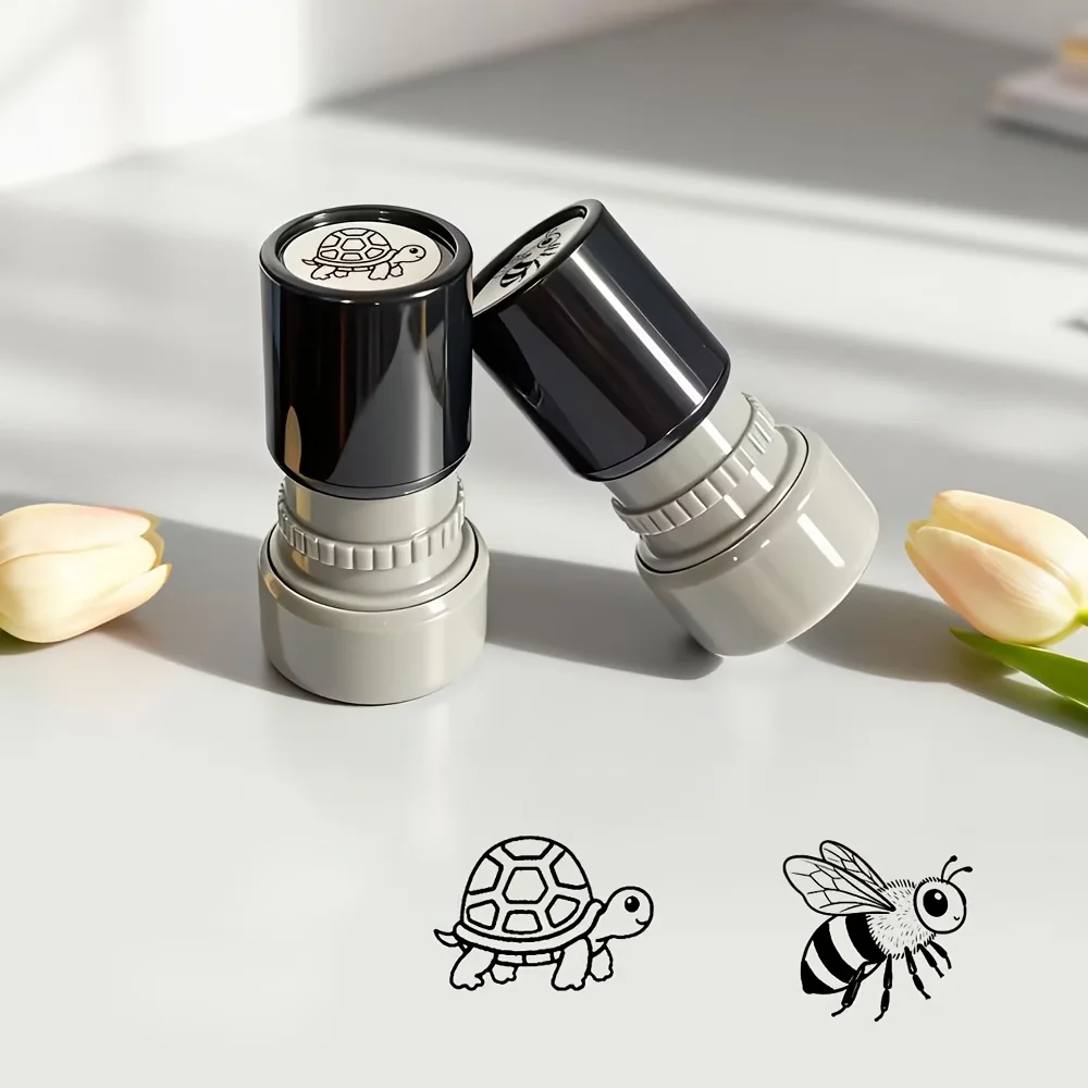 Sceau circulaire à motif tortue et abeille, design unique tortue et abeille, tampon de professeur pour salle de classe, sceau de pression circulaire