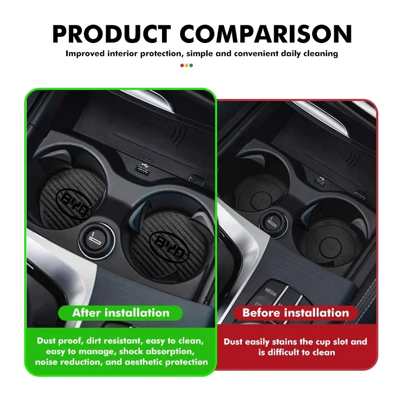 Car Cup Holder Mat Car Cup Pad Cup Pad Carbon Fiber for BYD Seal U Dolphin Mini Sealion 7 Song Pro ATTO 3 Yuan UP Dolphin Seal 5