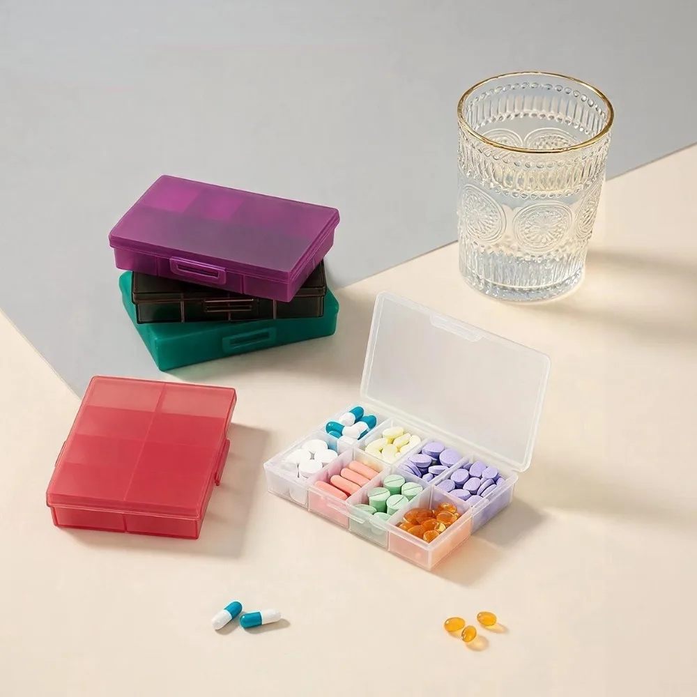 Portable Travel Pill Box 4 Grids 8 Grids Optional Medicine Storage Case Weekly Tablet Organizer Drug Container for Outdoor Trip