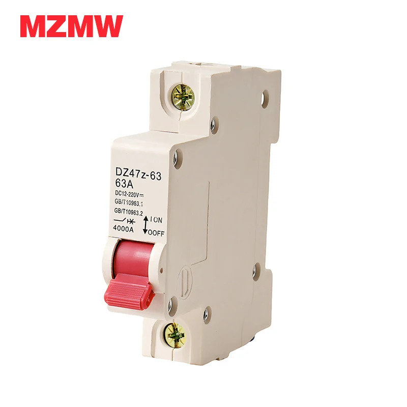 MZMW DZ47 32A 40A 63A 12V-220V Din Rail DC MCB Mini Circuit Breaker Battery Car Protector Electric Vehicle Motorcycle Air Switch