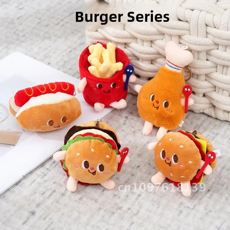 Simpatico hamburger hot dog gamba di pollo ciondolo in peluche piccola bambola - portachiavi zainetto ornamento afferrare macchina giocattolo per bambini