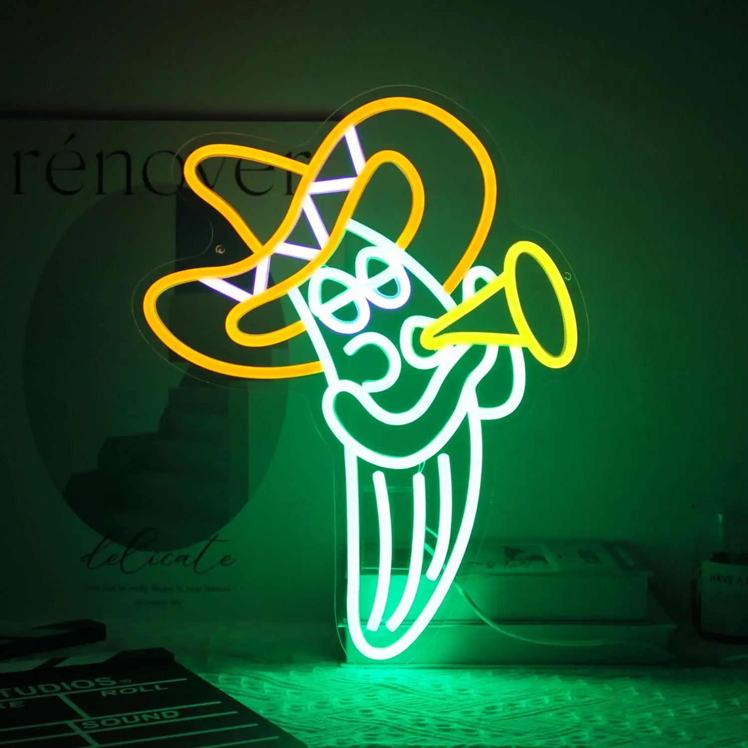 

Cactus Sombrero Hat Neon Sign Trumpet LED Neon Lights for Fiesta Bedroom Celebrate Carnival Mexican Party Decor Wall Lights Gift