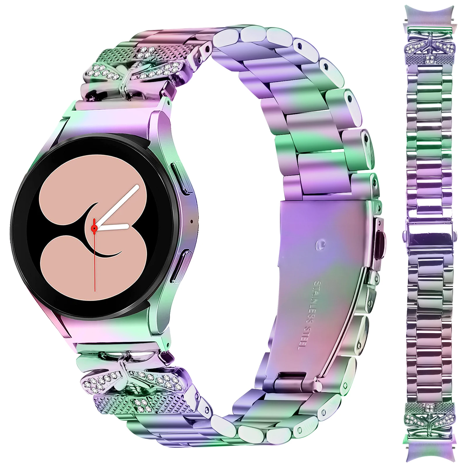 لا فجوات سريعة تناسب حزام معدني من الفولاذ المقاوم للصدأ لساعة سامسونج جالاكسي 7 6 الكلاسيكية 43 47 مللي متر 40 مللي متر 44 مللي متر سوار للساعة 5 4 الفرقة